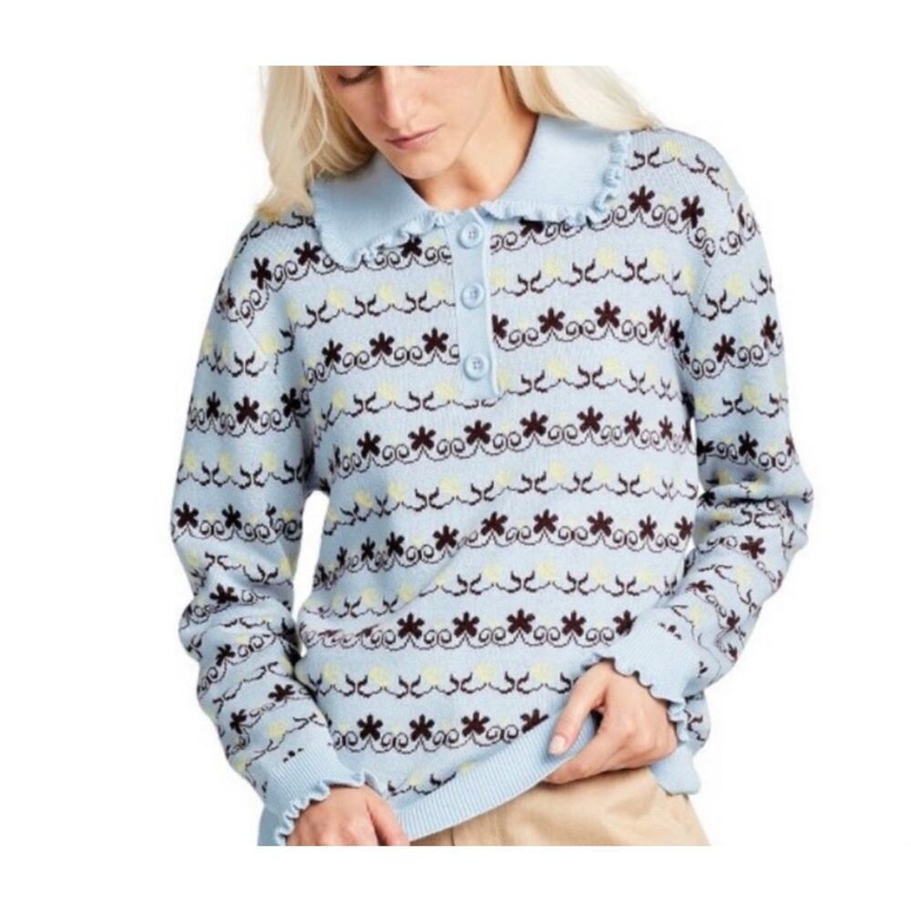 Sandy Liang x Target Coquette Jacquard Sweater Baby blue size Small